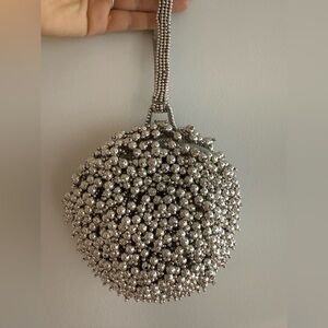 Silver Beaded round bag